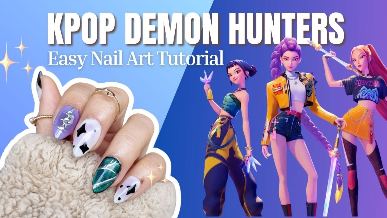 DIY Kpop Demon Hunters Nail Art Tutorial | Huntrix Inspired Press-On ...