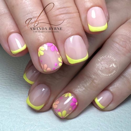 1-Fresh Floral French Tips for Spring