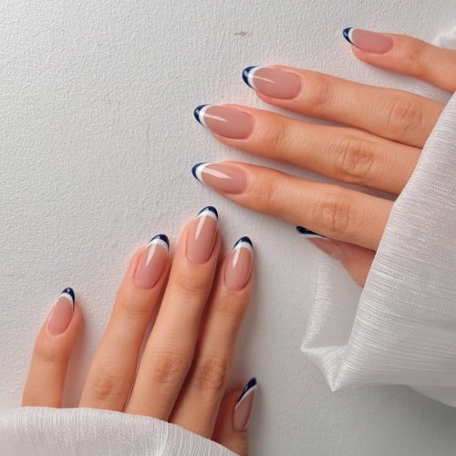 12-Navy and White French Tips