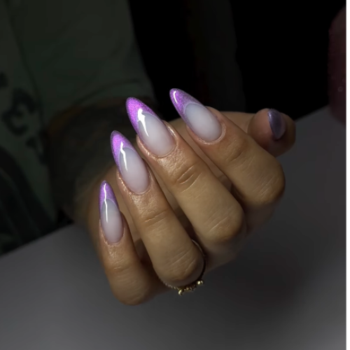 12-Purple French Tip Cat Eye