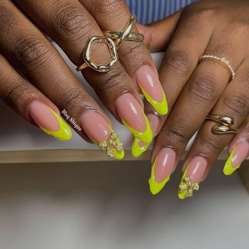 15-Neon French Tips with Glitter Accents