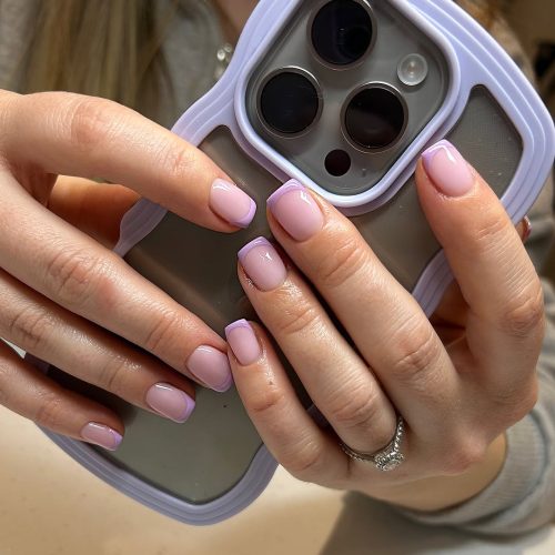 17-Soft Lavender French Tips