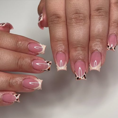 18-Leopard Print French Tips