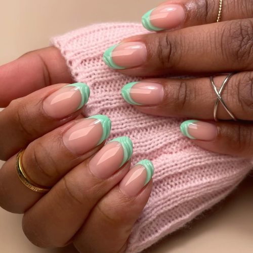 23-Mint Green 3D Swirl French Tips