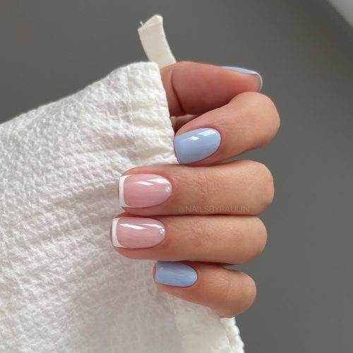 4-Pastel French Tips with a Touch of Elegance